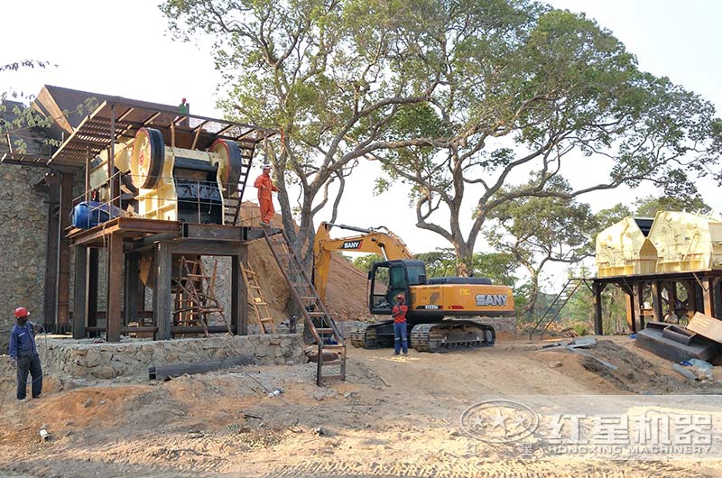 頁巖破碎、制砂海外生產現場搭建中